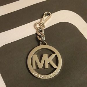 EUC Michael Kors MK Logo Brass/Gold Key Fob Bag Charm Keychain